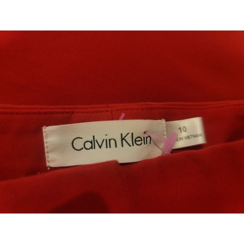 Calvin Klein Red Dress Pants Career Office Wear Size 10 Professional Strait Leg